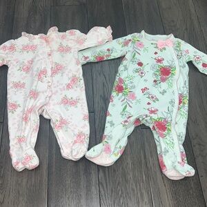 First impressions, infant girl long sleeve button floral pajama’s (set of 2)